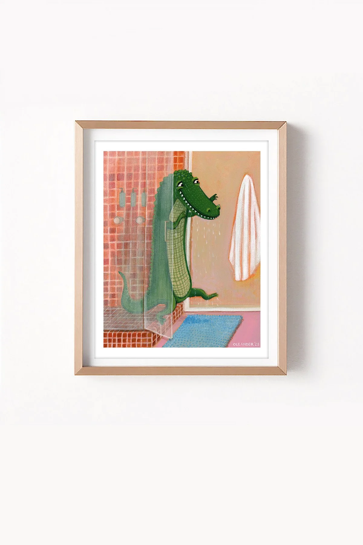 Crocodile Shower print by Amanda Oleander. — AMANDA OLEANDER